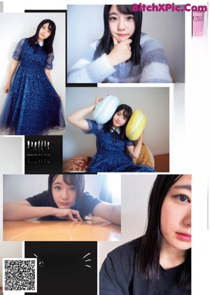 A collage of photos of a woman with different facial expressions.