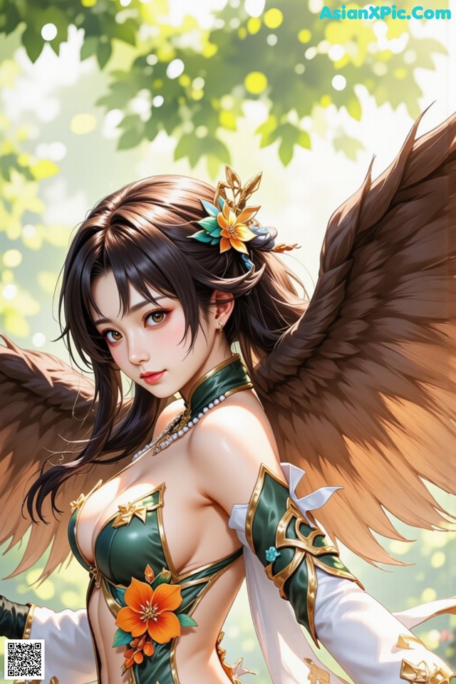 Hentai - The Frozen Elegance That Melts Starlight Set.2 20250106 Part 14 No.b08924 Anime girl with wings and flowers in her hair.