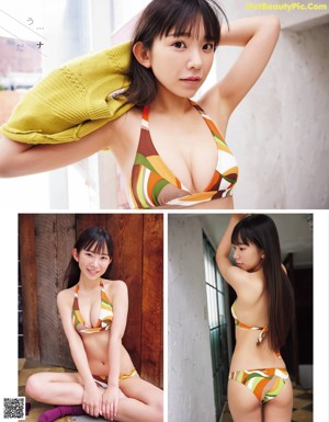A woman in a white bra and panties posing for a magazine.